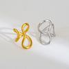 Stainless Steel Geometric Line Open Rings For Women Men Gold Color Hollow Wide Finger Ring Fashion Party Wedding Jewelry Gifts