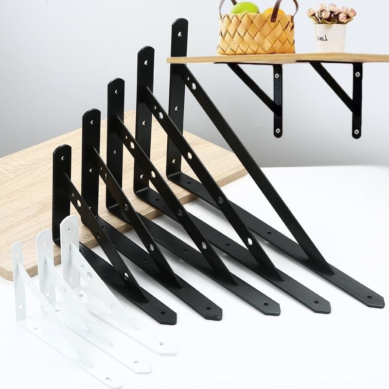 2Pcs Tripod Bracket Shelf Floating Shelf Heavy Duty Black/White Steel For Decorative Wall Mount Joint Angle Without Screws