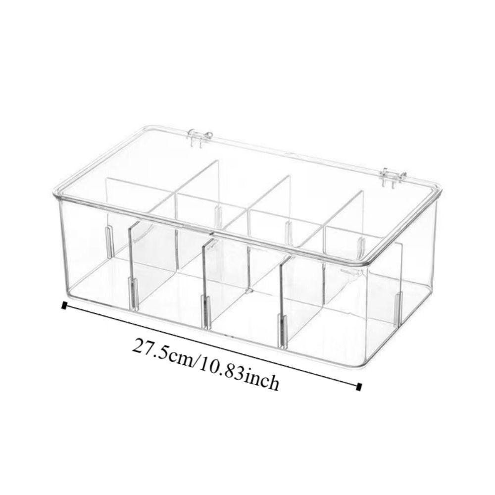 Organizer Coffee Bag Compartment Box with Lid Transparent Flip Top Storage Box  Seasoning