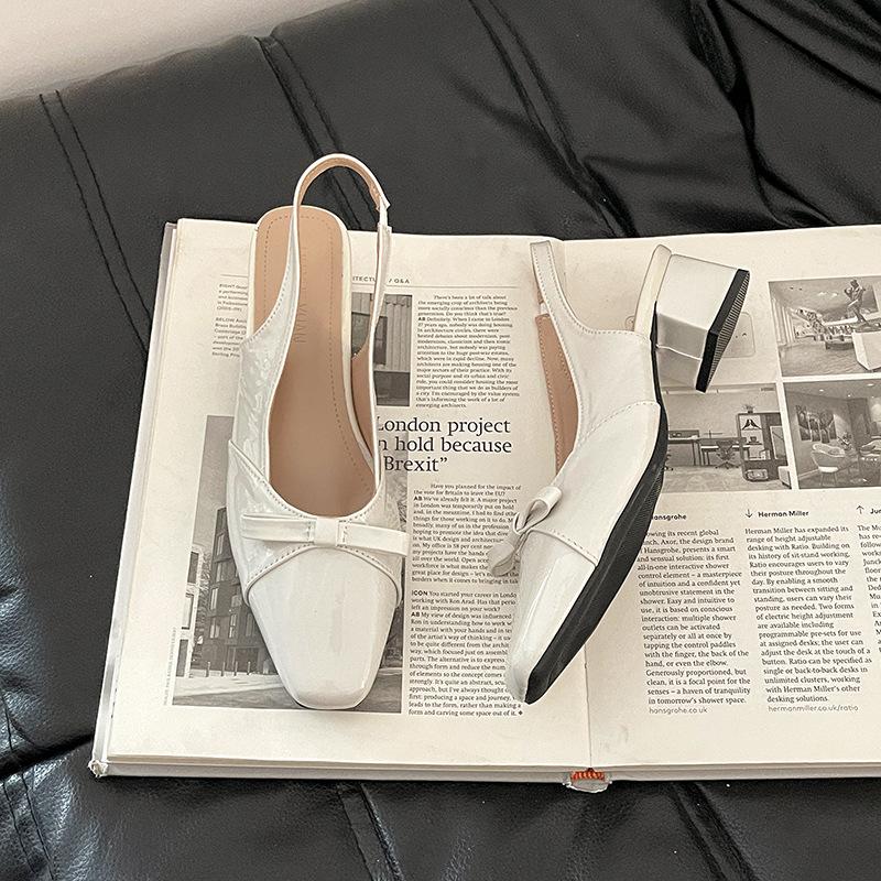 

Босоножки с бантом и закрытым носком на высоком каблуке, женские летние туфли для улицы на толстом каблуке, вечерние туфли на квадратном каблуке, одинарные туфли 39