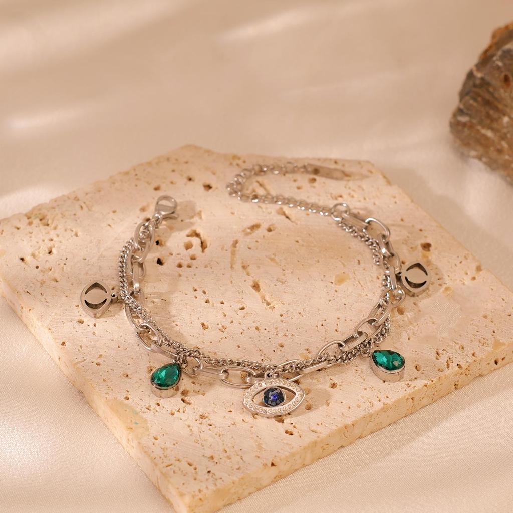 Double-Layer Devil's Eye Bracelet - Titanium Steel, Non-Fading, Japan & Korea Design