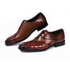 Luxury Men's Oxfords Cow Patent Leather Crocodile Pattern Wedding Party Dress Shoes for Men Lace-Up Office Formal Shoes