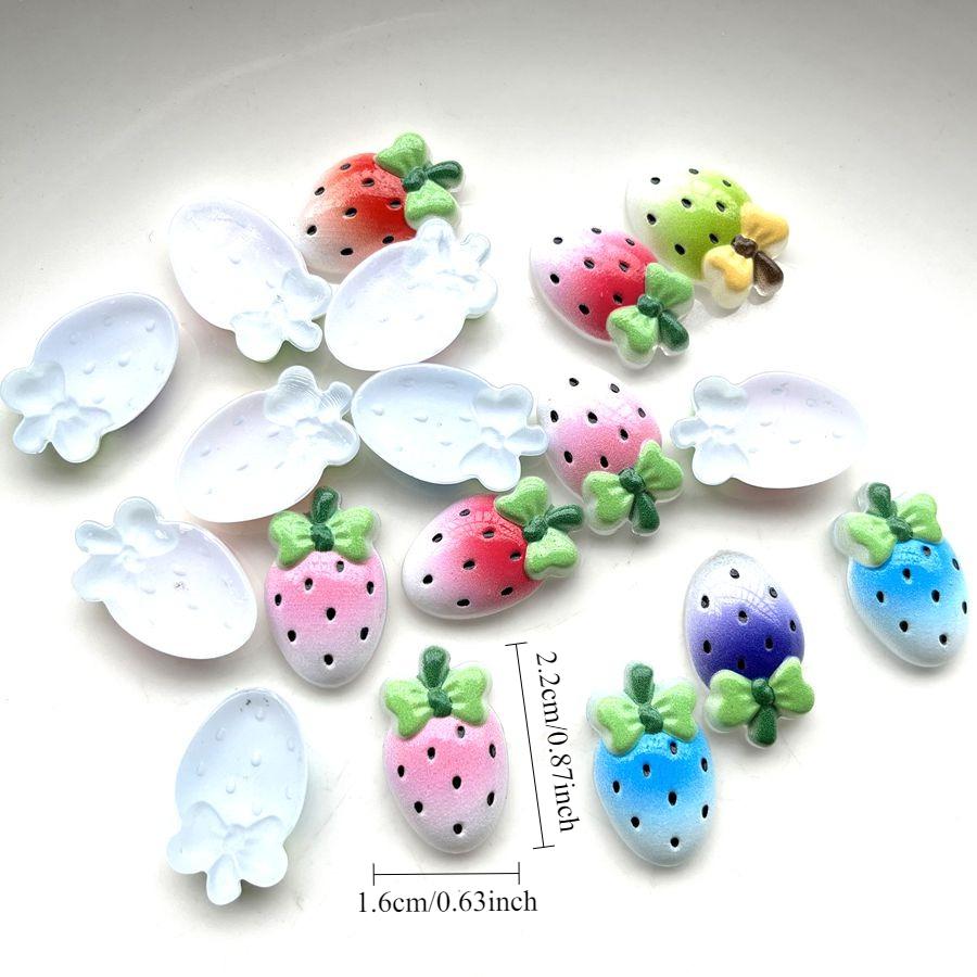 10 mixed strawberry shaped resin scrapbooks suitable for hair accessories, phone cases, and various DIY decorative accessories
