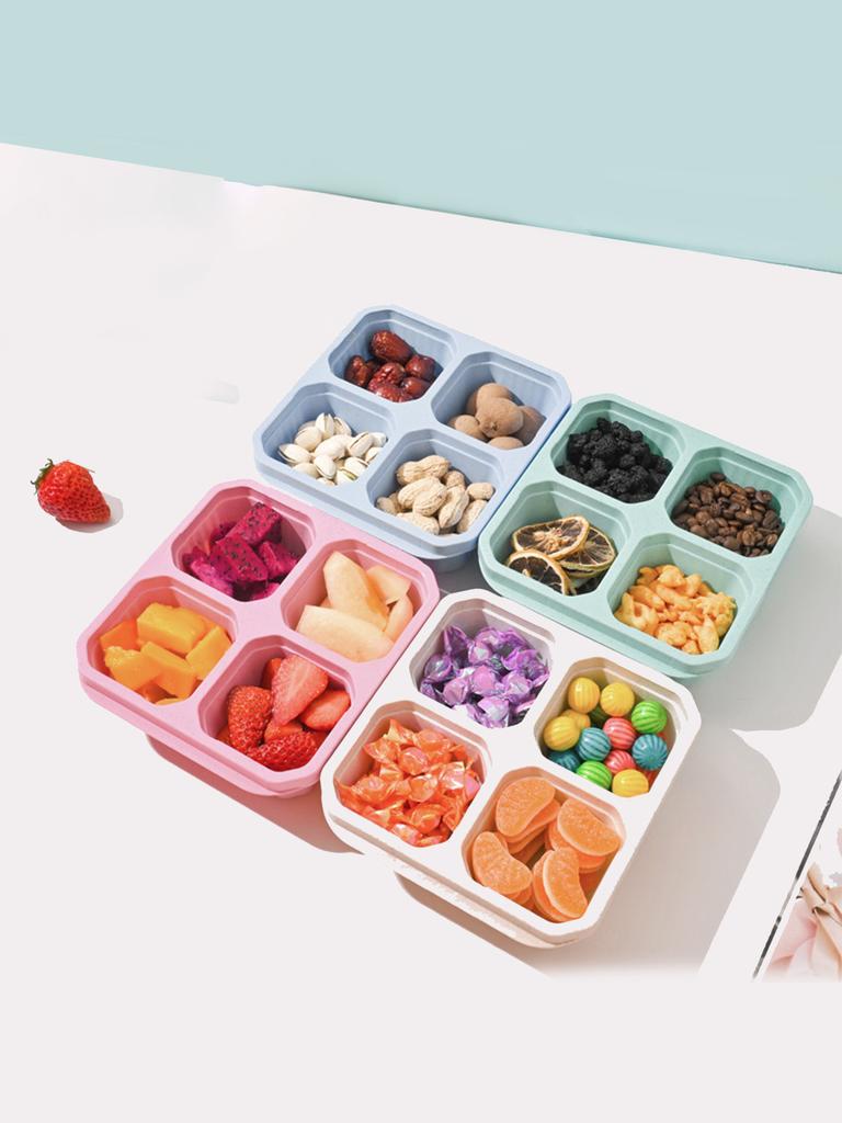 4 Grid Snack Box for Kids and Adults for Home Snack Storage Bottles Crisper Reusable Meal Prep Lunch Box Portable Kitchen Tool