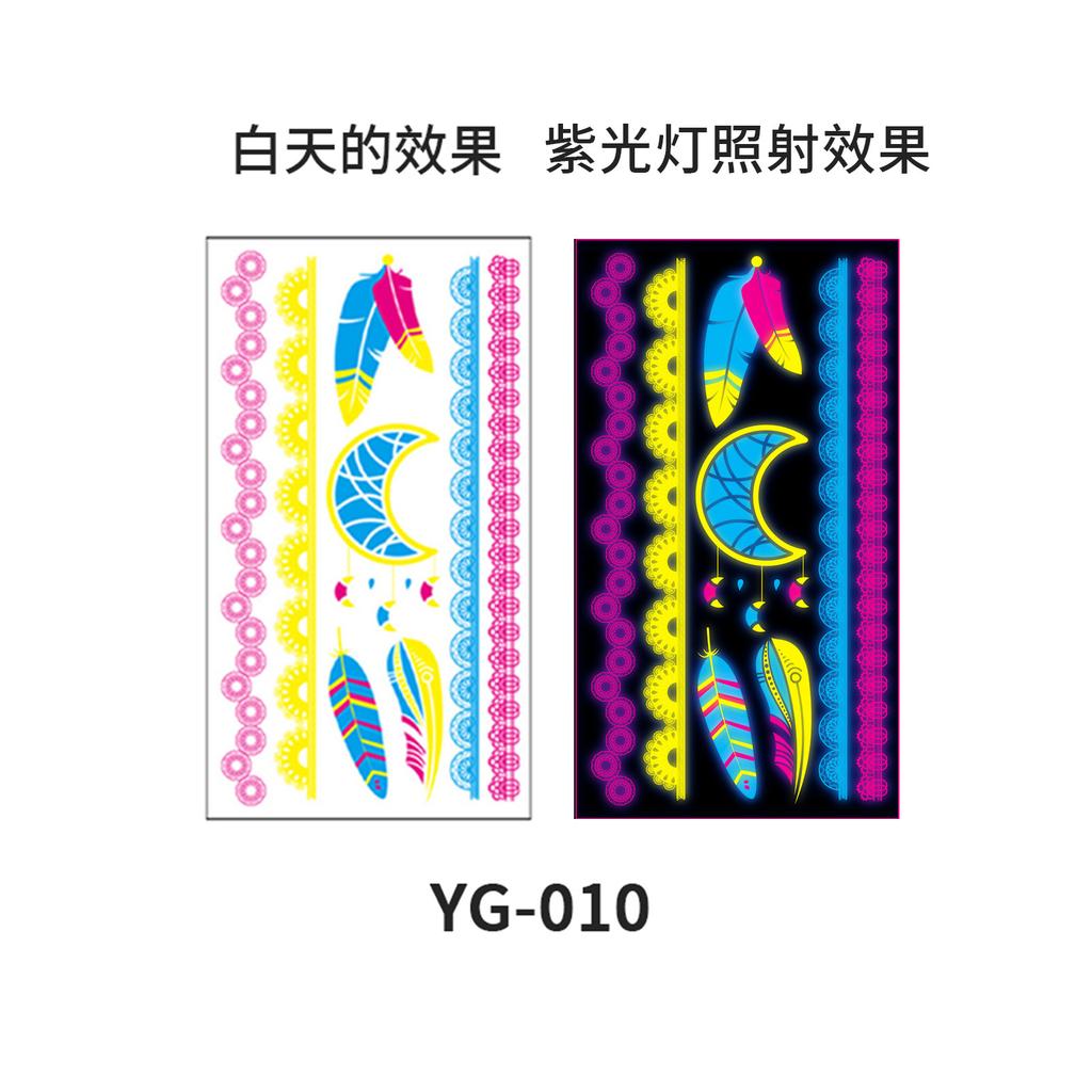 Women's Rave Festival UV Neon Body Face Temporary Tattoos Waterproof Fluorescence Fluorescent Fluorescent Tattoo Stickers 20