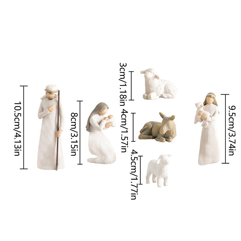 Desk Decor Hand Painted Decor Baby Jesus Manger ,Resin Ornament Nativity Figures Statue Set