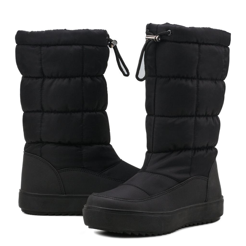 Shenji Schnee Lang Kaltes Wetter und Größe Damenstiefel, Stiefel, Slipperstiefel, Schwarz, 24,5cm