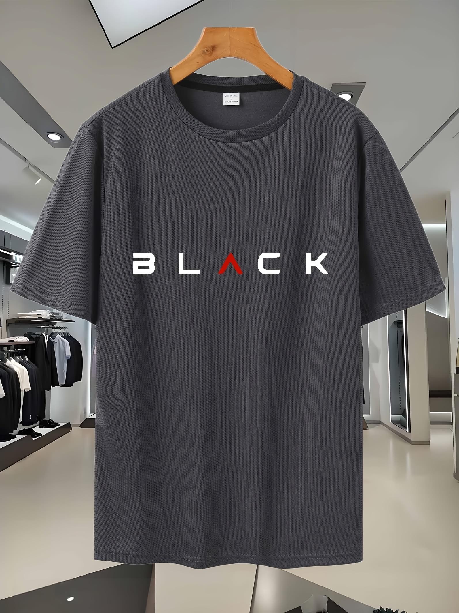 

Black BLACK Graphic T-shirt - Casual Short Sleeve Crew Neck Tee with Bold White & Red Print XXXL