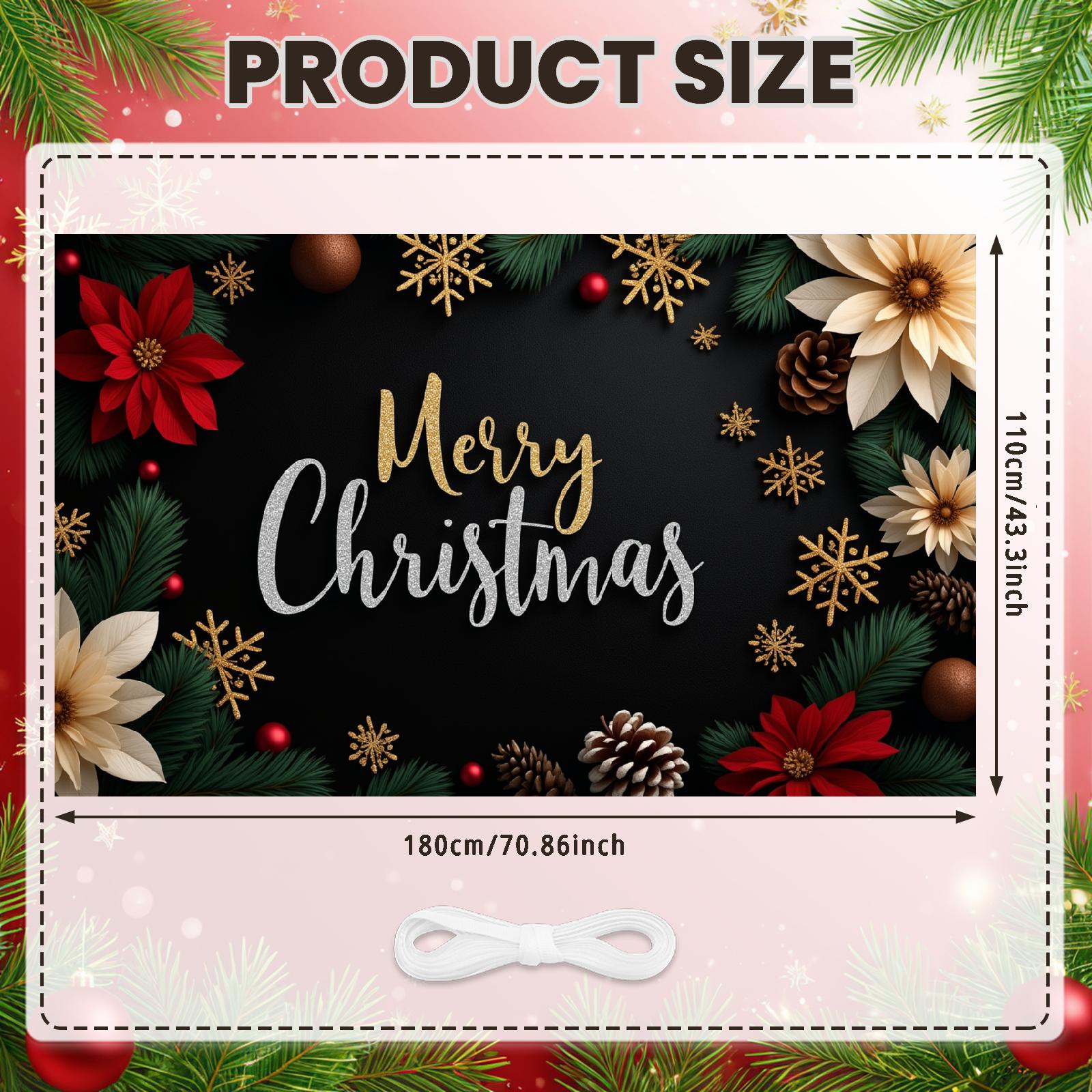 

Christmas Party Banner Festive Colors Seasonal Banner Christmas Decor Pinecone Decoration Event Decor For Winter Holiday Photo
