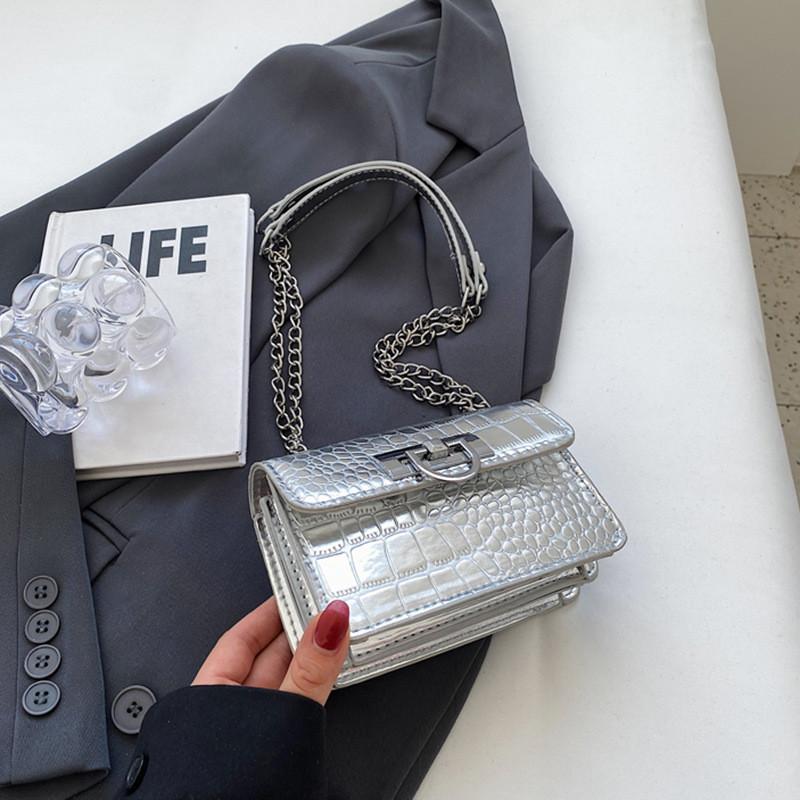 Chic Casual Chain Shoulder Bag Stylish Fashionable Small Square Pu Handbag For Women In Trendy Colors