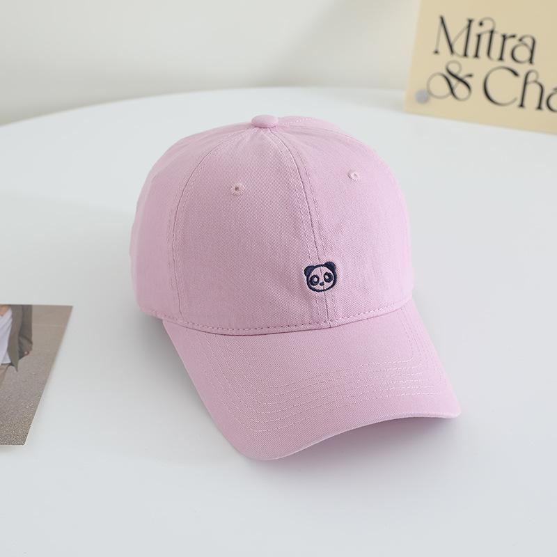 Cute Embroidered Little Panda Baseball Hat Korean Girls Pure Cotton Sun Protection Sun Hat Fashionable Versatile Baseball Hat