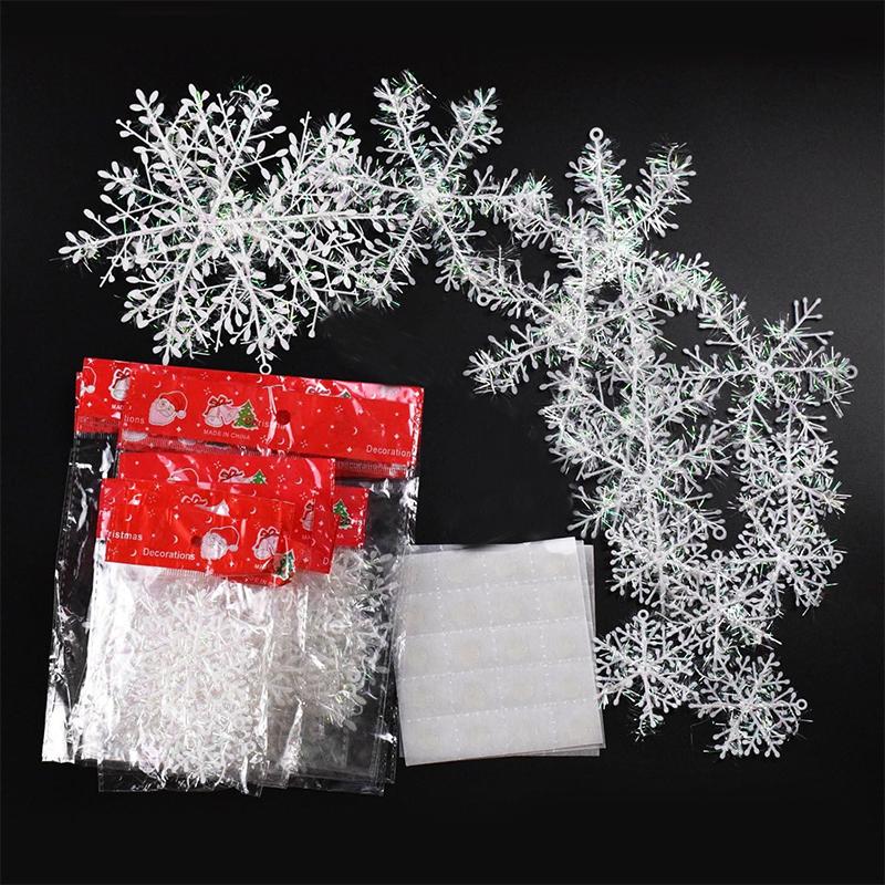 6Pcs White Snowflake Christmas Decoration Snowflake Hanging Xmas Tree Pendant Ornament for Home Decor New Year Party Accessory