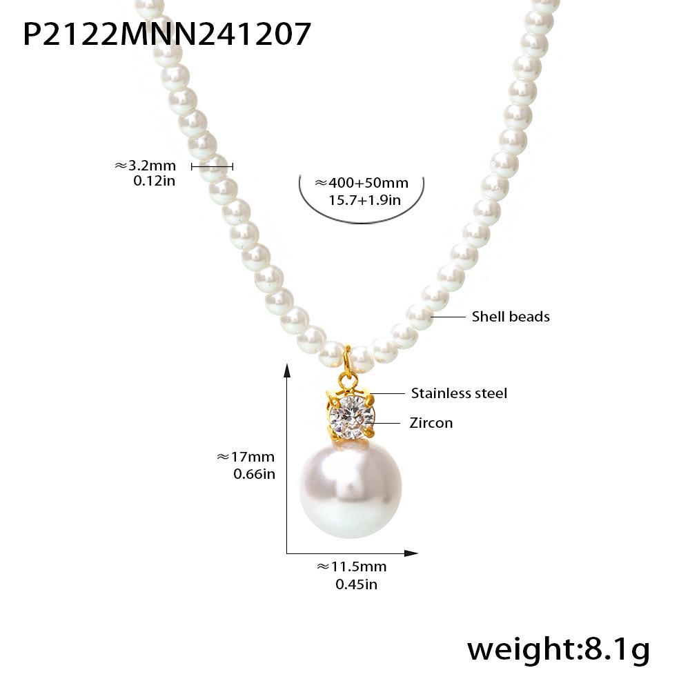 Qiong Yao Stainless Steel Zircon Pearl Clavicle Necklace - French Elegant Luxury Princess Accessories