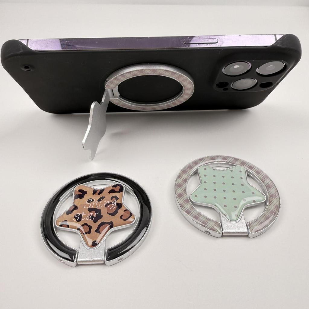 Pentagram-Shaped Alloy Mobile Phone Holder - Epoxy Painted Magnetic Stand