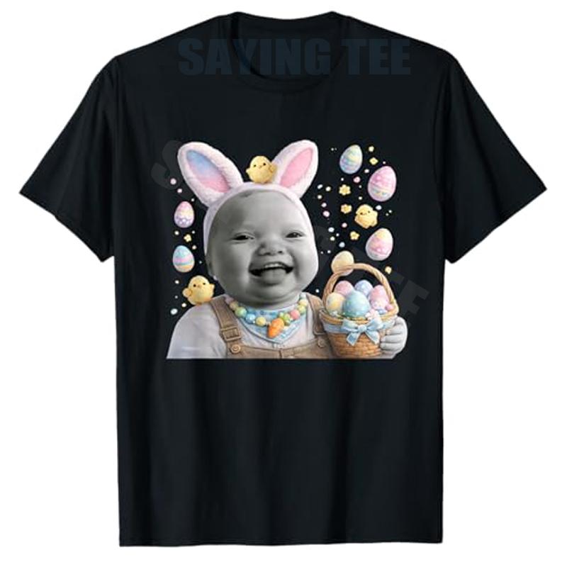 Ai Baby Gloves Led Easter Egg Party Meme Gen Z TShirt Y2k Funny Bunny Niche AI Baby Laughing Graphic Saying Tee Personality Top S