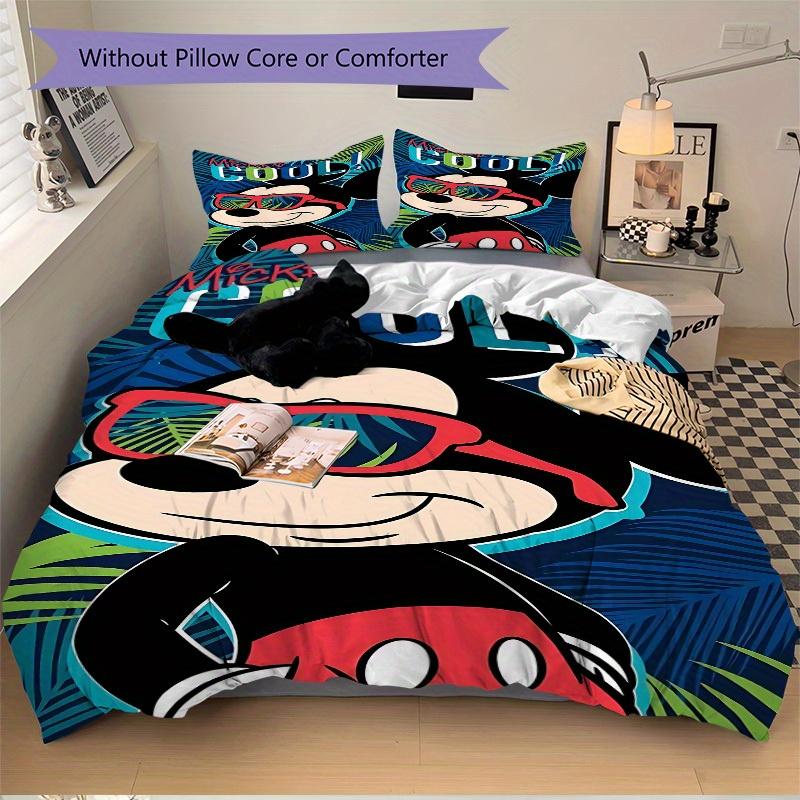 3pcs Mickey Cool 1 Cover+2 Pillowcases, Pillow Inserts Not Included, Machine Washable, All-Season Use, Teen and Adult Rooms120
