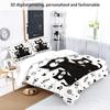 3pc Black Cat Printed Bedding Set with Coreless Soft and Comfortable Multi Size Machine Washable 1 Duvet Cover+2 Pillowcases