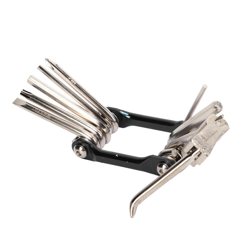 Bike Repair Tool 11 in 1 Light Folding Tool Durable Easy Carry Daily Operations Bike Wrench SetBlack