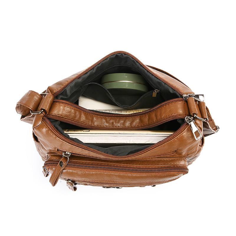 Women's Crossbody Bag Soft Leather Shoulder Bag Middle-Aged Mother Bag