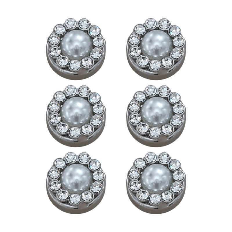 

6Pcs Sparkling Rhinestones Shirt Cufflinks Clip Decorative Button Covers For Shirt Jackets Dress Clothing Decoration