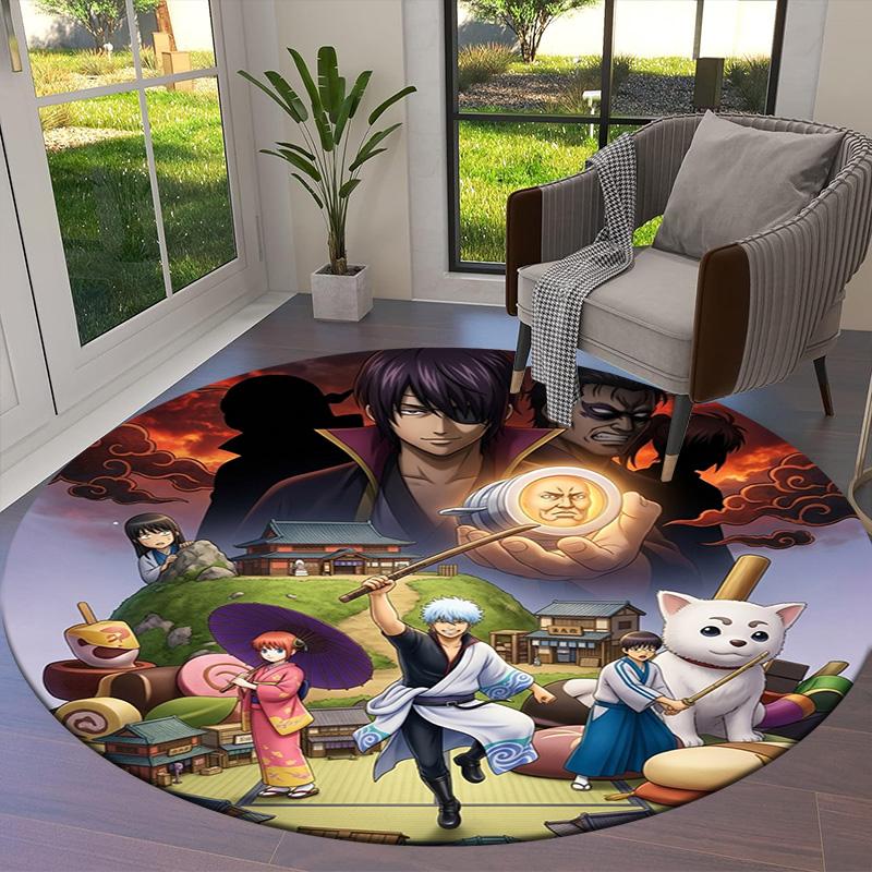 Gintama Round Area Rug Carpet Rug For Living Room Bedroom Sofa Playroom Decor Nonslip Floor Mat