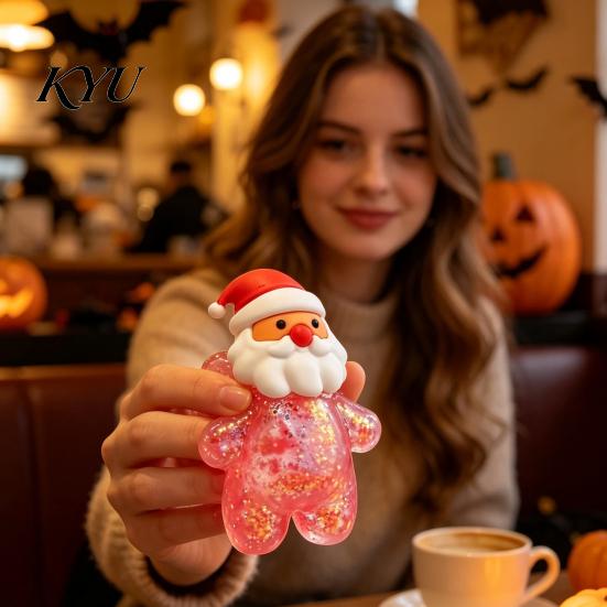 Safe TPR Squeeze Toys Christmas Santa Snowman Stress Ball, Slow Rising Soft Fidget for Anxiety Toy Relief, Cute Holiday Decompression Gift Portable