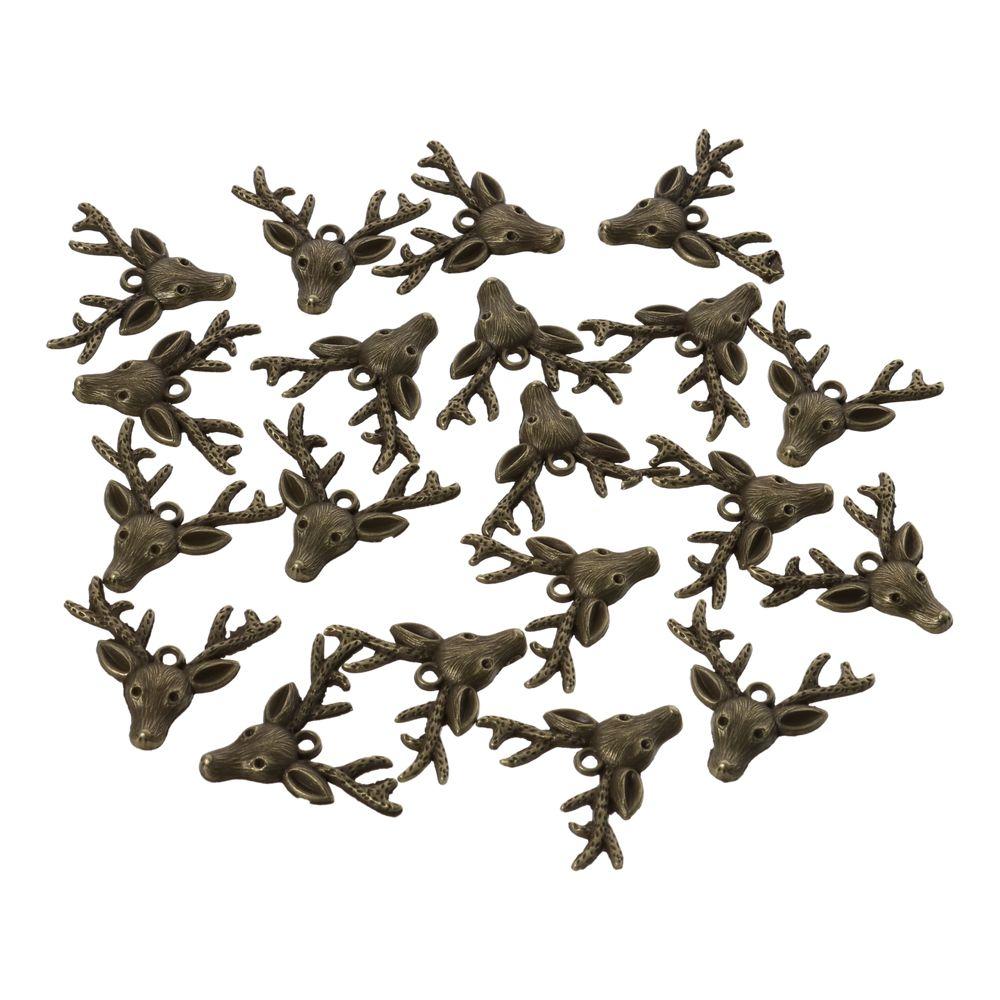 40pcs Alloy Deer Head Charms Pendant Deer Head Animal Deer Head Charms for DIY Crafts