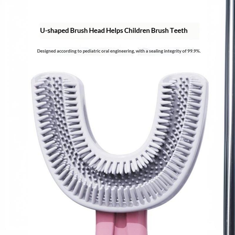 Kids U Shaped Toothbrush Anti-choking Design Food Grade Silicone Bristles Full Teeth Coverage for Toddlers Safe Brushing