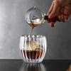 Glass cup egg shaped striped double-layer glass cup high borosilicate coffee cup transparent insulated double-layer glass cup