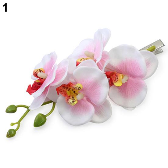 Fashion Women's Fake Phalaenopsis Flower Hair Clip Bridal Wedding Hair Accessory