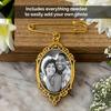 Gold Wedding Bouquet Photo Charm Pin for Bridal Flower Bouquet Memorial