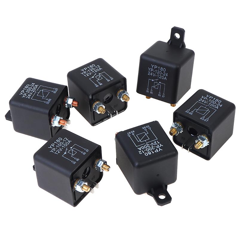 High Current 4 Pin Car Relay 12V 24V 200A 120A 100A Car Truck Motor Automotive Relay Continuous Type Automotive Car Relays