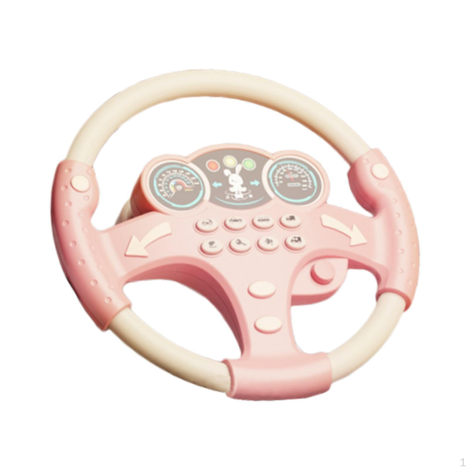 

Круглый руль игрушечный портативный контроллер для вождения вращающийся на 360° музыкальная деятельность ролевые игры розовый