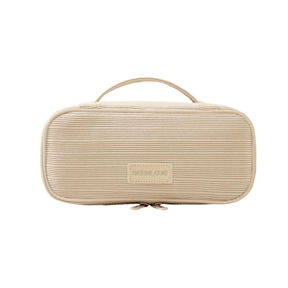 Luxury Large Capacity Storage Bag Portable Multi-functional Cosmetic Bag Solid Color Corduroy Makeup Handbag Travel