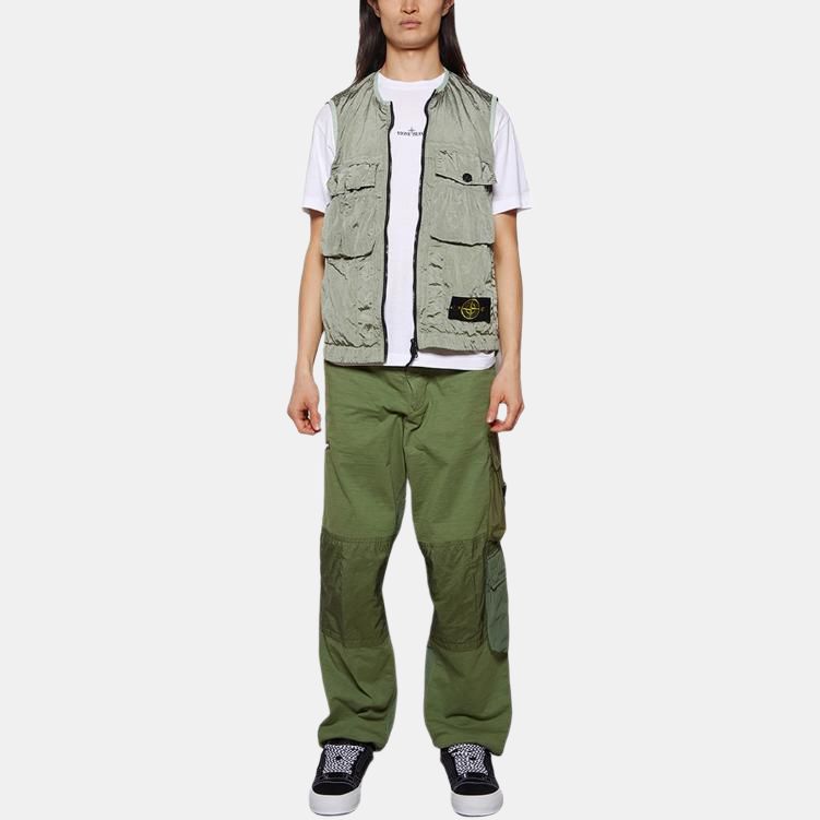 Stone Island SS23 Solid Color Large Pocket Zipper Vest Unisex Vests Green 7815G0619-V0055