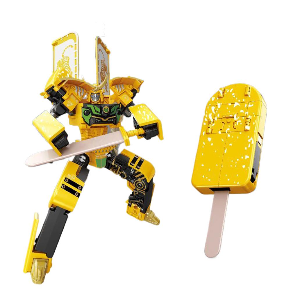 Creative Popsicle Transforming Robot Warrior, Deformable Mecha Model Building , Novelty Ice Cream Action Figure Toy For Kids