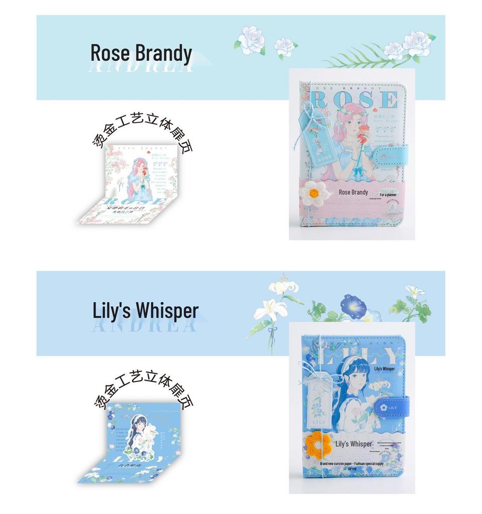 Fu You B6 PU Magnetic Buckle Rose Heartfelt Words Series Cute Girl Character Journal Notebook