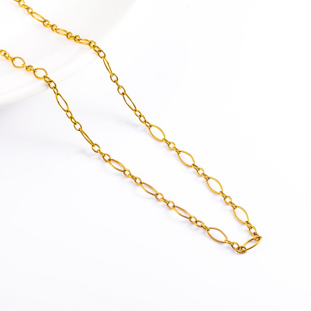 Stainless Steel Handmade Golden Figaro Necklace Chain High Quality Men's and Women's Jewelry