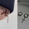 Hiphop Punk Zircon Cross Pendant Ear Clip Earrings for Men Women Fashion Geometric Metal C-Shaped Ear Clip Party Jewelry Gifts