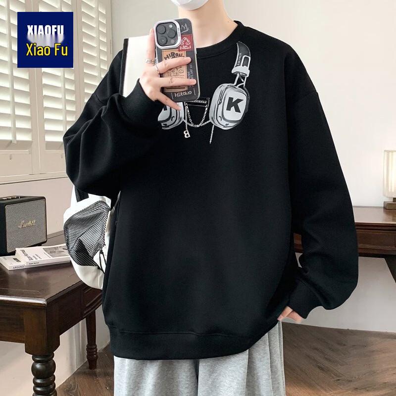 Unisex American Retro Printed Crew Neck Sweatshirt 2XL