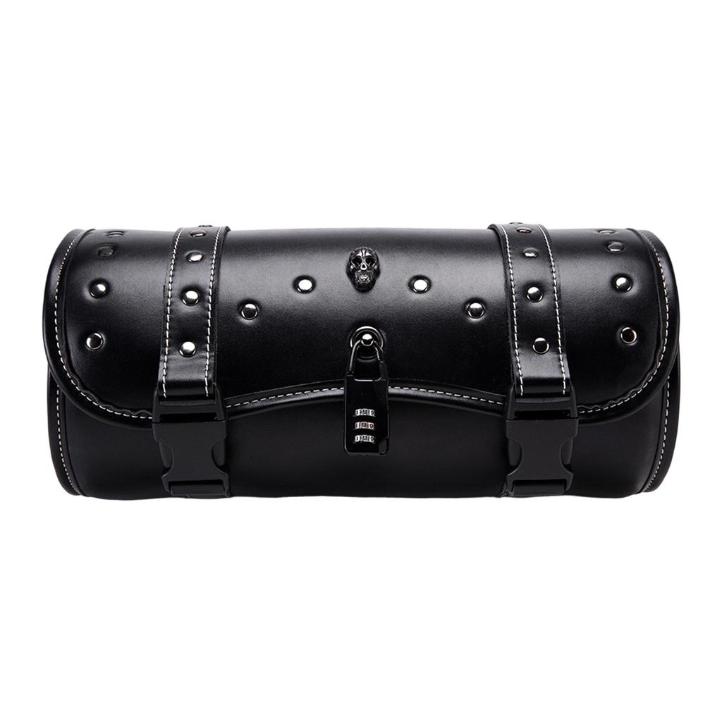 Motorcycle Fork Bag PU Leather Universal Tool Bag Waterproof Handlebar Saddlebag for Riders Daily Commute