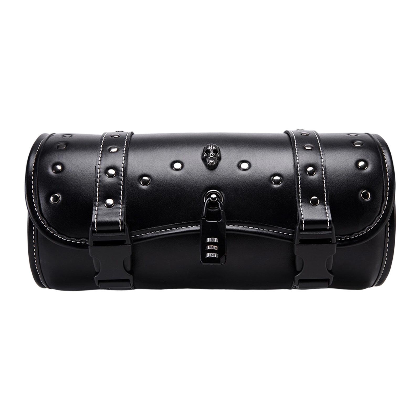 

Motorcycle Fork Bag PU Leather Universal Tool Bag Waterproof Handlebar Saddlebag for Riders Daily Commute 1