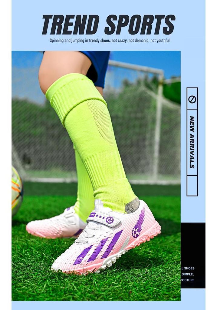 Children's Velcro TF Studded Football Shoes for Boys & Girls - Long Studs, Ideal for Student Training & Competitions