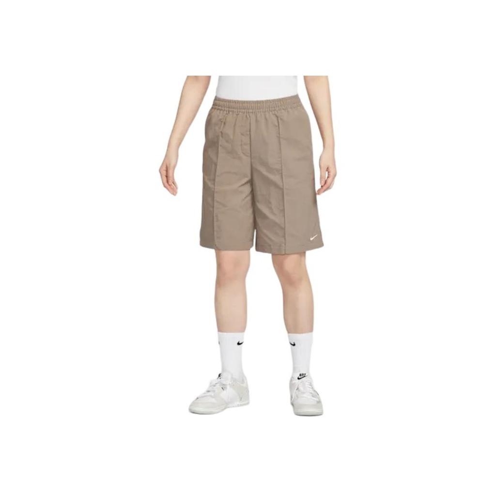 Nike Sportswear Woven Everything Simple Comfortable Fashion Lace-Up Five-Point Casual Shorts Women Shorts Mink-Brown White HJ1398-214