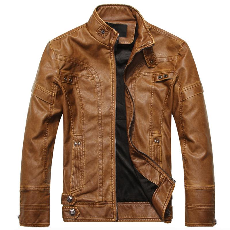 

Leather Jacket Men s Leather Jacket Fashion Slim Men s Motorcycle PU Leather Jacket Plus Velvet Leather Jacket 5XL