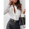 Casual Resort Style Button-Down Long Sleeve Shirt Women's Fashion Casual Pocket Slim Top