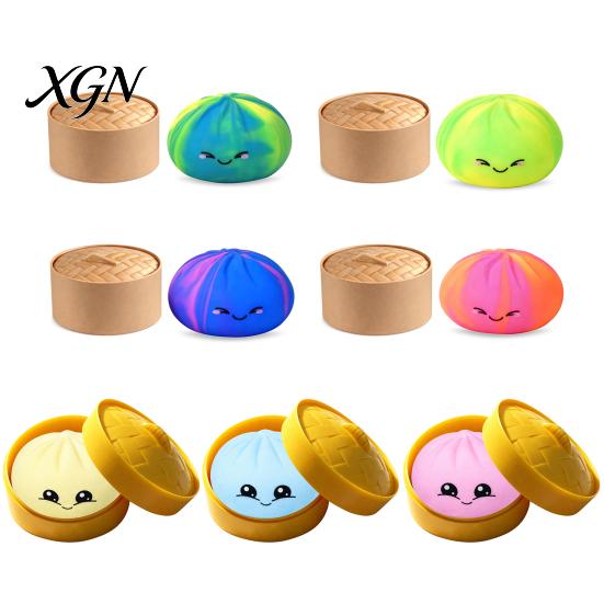 Anxiety Relief Steamed Bun Toy Smiling Stress Ball Anti-Anxiety Cartoon Dumpling Squeeze Soft Simulated Dough Fidget Sensory