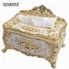 Elegant Gold Tissue Box Cover Chic Napkin Case Holder Hotel Home Decor Organizer