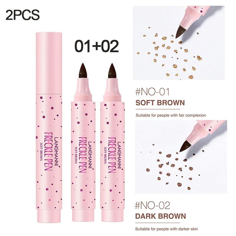 2-in-1 Natürlicher Simulations- Sommersprossen-Stempelstift Wasserdicht Langanhaltend Brauner Eyeliner Punkt Fleck Stift Gesicht Falsche Sommersprossen Eyeliner Stift Make-up