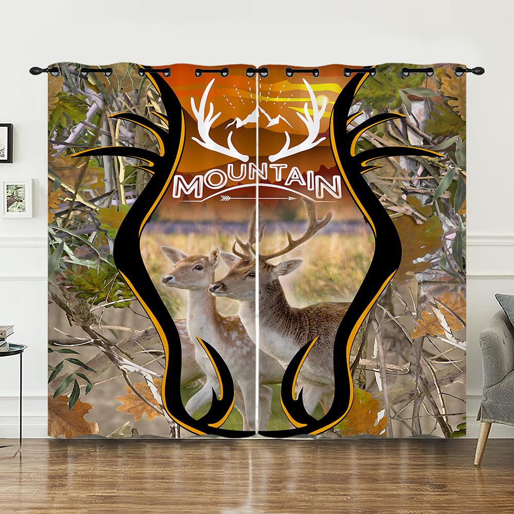 Curtains Animal Deer Curtains Bedroom Living Room Blackout Curtain Perforated